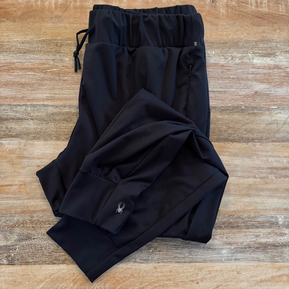 Spyder Active Womens XL Black Joggers Athletic Pants Zipper Pockets SP717